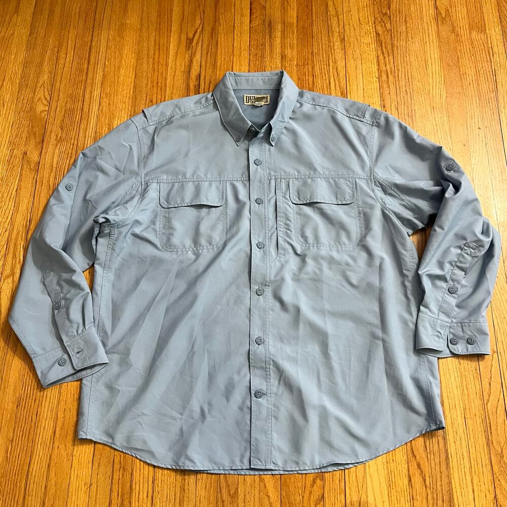 Duluth Ripstop Shirt Mens XL Blue Button Up Vented Safari Fishing Coolplus
